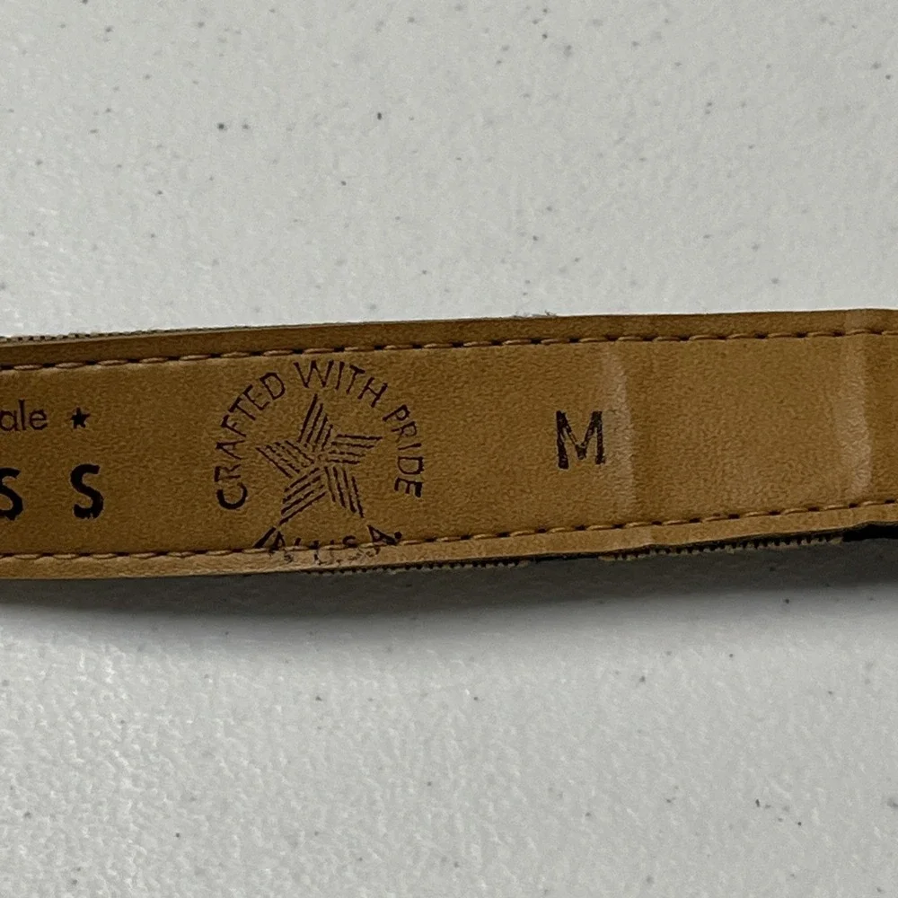 Vintage Express Belt Brown Woven Southwestern Stitched Gunmetal Buckle Tip Large